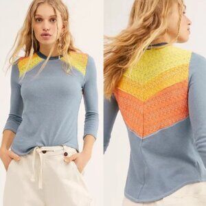 We The Free Gray Top with Yellow Accents